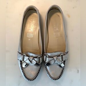 Geox Leather Loafers, Silver, Size Women’s US 7 (37)